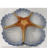 Summer Living Serving Chip &amp; Dip Starfish Seashell Veggies 5 Section Dis... - £67.26 GBP