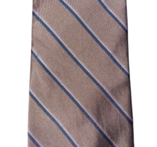 Ron Chereskin Mens Tie Necktie Copper Brown Pink Blue Striped 100% Silk ... - £5.39 GBP