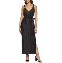 GUESS Women&#39;s Pleated Belted Maxi Dress Black SIZE 6 - £43.07 GBP