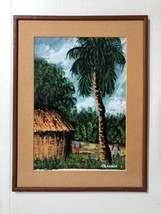 Okuku Nigerian Artist Vtg Signed Oil Painting Tribal African Village, 38 x 26 cm - £147.08 GBP