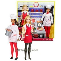 Year 2016 Barbie Career You Can Be Anything - Hispanic CHEF and Caucasian WAITER - £58.83 GBP