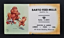  Barto Feed Mills Barto Pa Ad Ink Blotter Paper Anthropomorpic Monkey Pig - £30.11 GBP