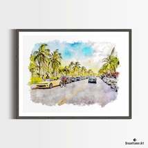 Premium Art Print Ocean Avenue in South Beach in Watercolors, by Dreamfr... - £31.93 GBP+