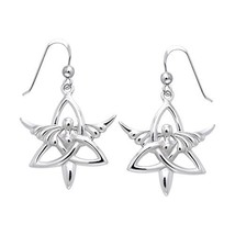Jewelry Trends Sterling Silver Celtic Trinity Knot Angel Dangle Earrings Religio - £51.14 GBP