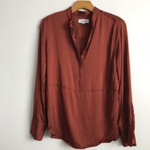 &amp; Other Stories Shirt Women L Brown Satin Long Sleeve Button Down Collar... - $27.66