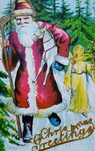 Christmas Postcard Santa Claus Raised Text Glitter Germany Series 76 78 - £17.64 GBP