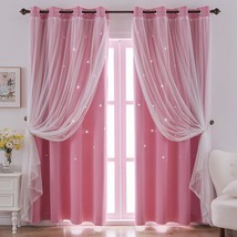 Star Cutout Kids Window Blackout Curtains For Girl, 2 Panel,52Wx72L Inch... - £35.25 GBP