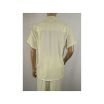Men 2pc Walking Leisure Suit Short Sleeves By DREAMS 256-05 Solid Cream Ivory image 6