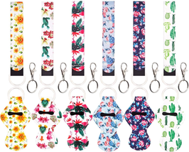6 Pack Wristlet Keychain Lanyard with 6 Pack Matched Neoprene Chapstick ... - £10.06 GBP