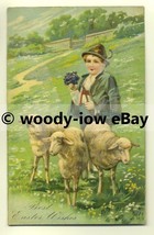 su1576 - Shepherd Boy with Sheep - Embossed - Easter Wishes - postcard - £2.79 GBP