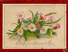1800&#39;s Antique Victorian Two - Sided  Christmas Card With Flowers &amp; Silk... - $10.00