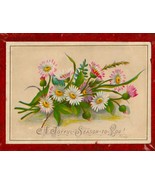 1800&#39;s Antique Victorian Two - Sided  Christmas Card With Flowers &amp; Silk... - $10.00