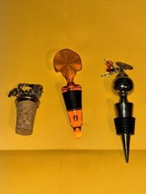 Vtg Lot #3 Cork Wine Bottle Stoppers Tupperware, silver plate and Happy ... - £29.24 GBP