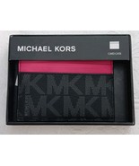 MICHAEL KORS PINK DRAGON FRUIT BLACK MK LOGOS LEATHER CREDIT CARD CASE $... - €29,22 EUR