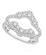 SwaraEcom White Gold Plated Round CZ Solitaire Enhancer Ring Halo Style ... - £68.45 GBP