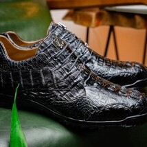 genuine caiman crocodile fashion sneaker Shoes Kratos Black image 10