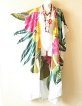 CG46 Floral Caftan Rayon Batik Plus Size Open Duster Maxi Cardigan up to 5X - £23.48 GBP