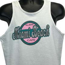 All Star Cafe Miami Beach Tank Top T Shirt Medium Vintage 90s Florida Mens White - £15.30 GBP