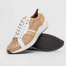 Lyon II Genuine Ostrich and Calfskin Fashion Sneaker Orix / White image 3