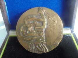 BRONZE MEDAL paper weight Virgiliana of Treccani Made in Italy engraved ... - $49.00