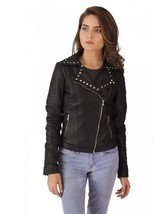  New Handmade Studded Black Leather Biker Jacket 2019 - £129.48 GBP