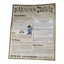 Game Parts Pieces Munchkin Zombies 2012 Steve Jackson Rules/Instructions Only - $2.96