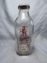 Vtg Syracuse Seneca Dairy Corp Quart Dairy Bottle w/ Minneci&#39;s Hazelton ... - $29.95