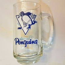 Pittsburgh Penguins Glass Beer Stein Mug Throwback Blue Logo 12 oz cup A-65 mark - £15.03 GBP