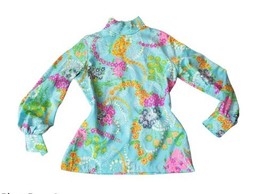 Vibtage 60-70s MOD Le soft shirt by lady Manhattan Whimsy Bright Floral ... - $836.62 MXN