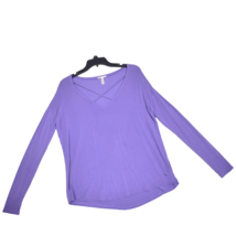 Pink Victoria&#39;s Secret Purple Soft Criss Cross Neck Long Sleeve T-Shirt XS - £13.30 GBP