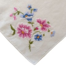 Micro Petit Point Handkerchief Floral Victorian Cottagecore Hankie Vintage  - £7.80 GBP