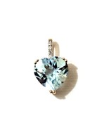 Gold Aquamarine Diamonds pendant 14k gold - zilver kist stone queen  - €158,16 EUR