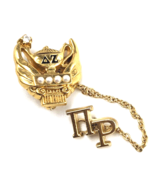 Delta Zeta Sorority Pin Pi Rho Guard Badge UWG Gold Tone Lamp Pearls Cle... - €94,88 EUR