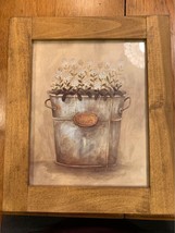 White flowers in bucket framed wall art - $15.21