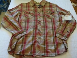 Mens Mossy Oak Brown Red Button Dress Shirt 2XLarge 50-52 New W Tags Blue Brown - $24.02