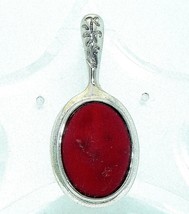 OVAL CARNELIAN SOLITAIRE PENDANT REAL SOLID .925 STERLING SILVER 6.3 g - £50.48 GBP