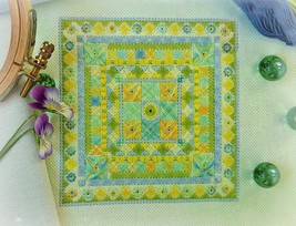 Spring Patchwork Cross Stitch Ornament pdf pattern - Geometry Embroidery Biscorn - £4.68 GBP