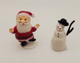 Winter Christmas Snowman &amp; Santa Vintage Figures Dollhouse Miniatures 1.25&quot; - £15.74 GBP