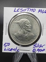 Scarce Lesotho silver coin 50 Licente  KM#4.2 Silver 0.900 Low Mintage UNC - £71.81 GBP