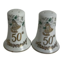 Vintage Lefton # 01141 Porcelain 50th Anniversary Salt &amp; Pepper Shakers Japan - £13.98 GBP