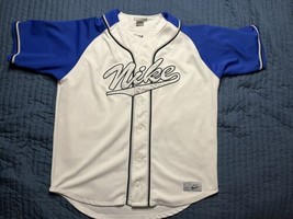 Nike Logo Baseball Jersey Men’s Size XXL 2XL White &amp; Blue - $49.50