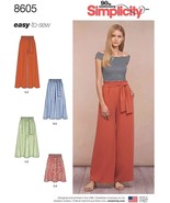 Simplicity US8605A Easy to Sew Women&#39;s Skirts and Loose Fitting Pants Se... - $652.21 MXN