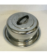 Vintage round metal cake cover carrier with locking lid mid century kitchen - $33.85 CAD