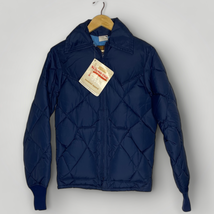 Vtg Quilted Deadstock Down Puffer Jacket Walls Blizzard Pruf Blue 1980s ... - $86.11