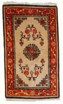Hand made vintage Mongolian rug 2,9&#39; x 5,2&#39; ( 90cm x 160cm ) 1970s - 1C349 - £912.48 GBP