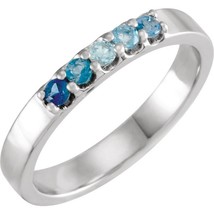 Sterling Silver Blue Multi Gemstone Midi Knuckle Ring Size 4 - £239.00 GBP