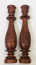 India Carved Wood Vintage Taper Candle Holder Set of 2 Vintage - £14.32 GBP