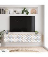 Future TV Unit Pine-White UV Print 55 inches Floating Entertainment Cent... - $5,170.67 MXN