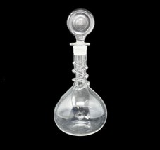 Clear Crystal Round Decanter Applied Coiled Snake Concave Stopper &amp; Hand Blown - £63.64 GBP