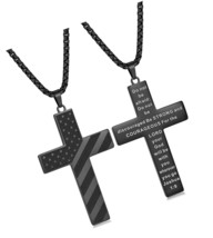 Black Cross Necklace for Men Boys Stainless Steel American - $62.45